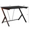 Black Metal and MDF Computer Desk with Storage Shelves and Holder